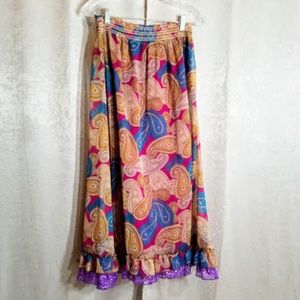 Derek Heart Maxi Boho Skirt sz S NWT Paisley